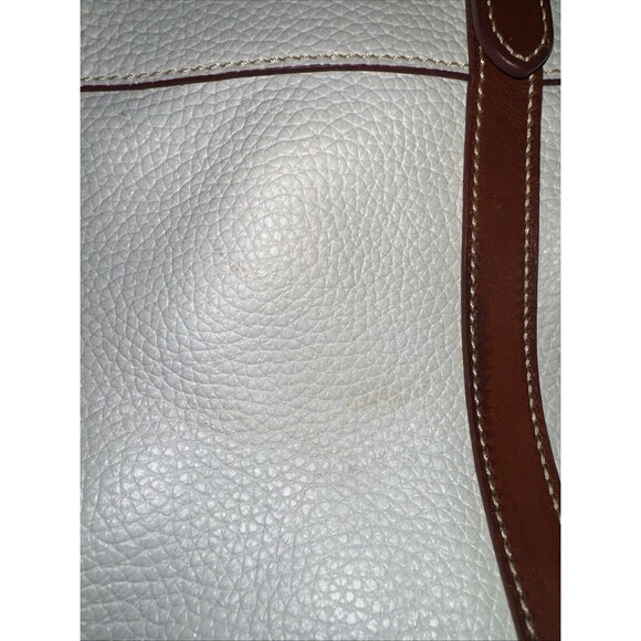 Dooney & Bourke Aubrey Cream Brown Pebble  Leather Tassel Satchel Handbag *READ - Picture 6 of 12
